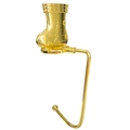 Polished gold Christmas stocking mantle hook featuring an embossed boot and tree design - Socks / Gold