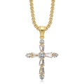 Collana con ciondolo a croce in acciaio placcato oro con zirconi AAA brillanti - Solo Pendente Croce Dorato