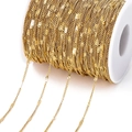 DIY gold plated stainless steel satellite chain with flat sequins on a white spool - Gold 04 Flat Curb Polished Chain 1.45mm