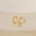 Close-up of gold geometric earrings with zircon inlay showing 1.1cm height detail - Geometric Texture Style (E071304K4) / One Pair / Gold