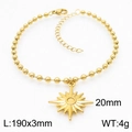 18K gold-plated beaded bracelet with 20mm eight-pointed star pendant charm - Gold Bracelet (KB167237-Z)