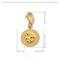 Detailed parameter diagram showing the dimensions of the golden stainless steel eye pendant - YF087-Coin Pattern Pendant