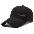 Classic black men's baseball cap with extended brim and side SPORT lettering detail - Adjustable / Black