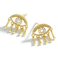 Créoles œil protecteur en argent S925 doré avec cristaux zircon et franges mobiles - Argent 925 / Doré