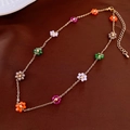 Detail view of gold chain necklace featuring colorful floral beads and adjustable clasp - 11# Necklace - Multicolored Gold Flower
