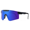 Fashionable sports sunglasses with colorful mirrored lenses and galaxy painted frames - Black Frame Blue Purple Starry (C5)