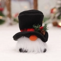 Gnomo di Natale luminoso con cappello a quadri e luci per decorazioni dell'albero - Pupazzo di Neve con Cilindro Nero (con luce)
