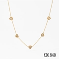 Elegant gold-plated stainless steel necklace with five sparkling heart charms for women - Gold (KD1840)