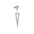 S925 sterling silver geometric triangle stud earrings with pear-cut white zircon stone - 1 Piece / Silver Color White Stone