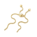 Detailed close-up of golden metal chain link with heart pendant and polished finish - MOP Round Slider Style (KLJ5222-Z)