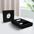 Black PE film suspension box for jewelry rings with sliding pull-out frame display - Black Paper Sleeve + Inner Box (Circular Opening) / 7*7*2cm / Black