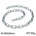 Sleek silver stainless steel paperclip chain necklace 450x9mm with polished finish - Steel Color Necklace 45cm (KN202957-Z)
