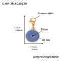 18K gold plated stainless steel pendant with blue enamel, blue zircon, and lobster clasp - D187-3 Gold Round Enamel Pendant