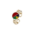 Anello regolabile placcato oro con disco geometrico in smalto colorato da donna - Aperto Regolabile / Oro Rosso Blu Giallo Verde Smalto(CR0441YH)