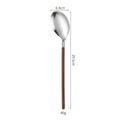 Stainless steel soup spoon with walnut handle, length 29.5cm and width 6.4cm - Walnut Wood Handle Oval Serving Spoon