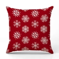 Housse de coussin de Noël carrée avec fond rouge et imprimés de flocons de neige - Fond Rouge Flocon de Neige Blanc