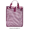 Violette Netz-Strandtasche mit weißen Gänseblümchen-Mustern und sicherem Reißverschluss - Burgunder Blumenmuster (DAISY PURPLE)