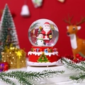 Musical Christmas snow globe with Santa and snowman on a festive red base - Large With Light Music/Style 2
