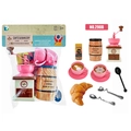 Pink and brown children's play food coffee set with grinder and pastry toys - Pink Coffee Set 290B