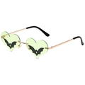 Gothic bat heart sunglasses with light green lenses and golden metal frame - Gold Frame Green