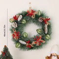 Classic 40cm Christmas wreath with red berries pine cones and a burlap bow decoration - Linen Pine Cone Bow / 40cm/No Light
