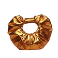 Metallische bronze geraffte Handtasche mit stilvoller Faltenstruktur und Griff - Orange