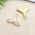 Golden dolphin tail charms set including polished metal and white pearl inlay styles - 1pc Grey Mermaid Tail