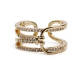 Adjustable golden belt buckle ring for women featuring triple-layer zircon stone inlay - Adjustable Open / Gold