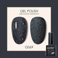GAIRRIY 7.5ml soak-off gel polish in sparkly silver dark grey finish, shade G069 - Dark Gray Glitter (069)