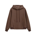 Detailed flat lay of dark brown hoodie featuring drawstring hood and kangaroo pocket - S / Dark Brown Top