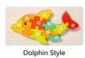 Dolphin shaped wooden puzzle with numbered blocks from 1 to 10 for early education - Large-Dolphin
