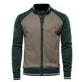 Cardigan da uomo in maglia con collo alto in verde e beige dal design color block - M / Verde