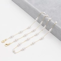 Golden eyewear chain with alternating white pearls and lobster clasps for mask or glasses - Alternating Size Pearl