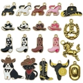 Ciondoli cowboy in smalto e lega con stivali e cappelli per creazione gioielli fai-da-te - Set 20 Pezzi Smalto Serie Western Cowboy (SN1098)