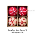 Set di 4 palline di Natale in lana infeltrita a mano con ricamo a fiocco di neve 5cm - Set di 4 / Stile Fiocco di Neve