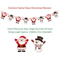 Christmas paper bunting with 8 Santa and Snowman flags and 3m adjustable rope - Cartoon Santa & Snowman Banner