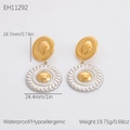 Orecchini pendenti bicolore oro e argento con finitura testurizzata e dettagli a spirale - Placcato Oro 18K / Stile Tondo Texture Vortice (EH11292)