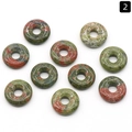 Polished natural Unakite stone donut pendants with green and orange marble pattern - 18mm Unakite (Single)