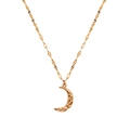 Collar con colgante de media luna bañada en oro de 18K con acabado de textura retro - Oro rosa