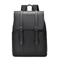 Minimalist black waterproof travel backpack with large capacity and double buckle flap design - Black
