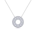 Collar de plata de ley S925 con un colgante brillante de moissanita redonda - Plateado