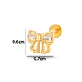 Piercing labret a fiocco in titanio dorato con zirconi baguette, 0,6x0,7 cm - Stile Fiocco (T2510-5#黄金)
