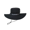 Men's black wide-brim fishing sun hat with breathable mesh and TORNADO letter strap - L(58-60cm) / Black