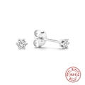 Elegant S925 sterling silver square diamond stud earrings in classic six-prong setting - 6-Prong Round Style (3.0mm)