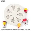 Mini round silicone mold with 6 cavities for ice cream and bear-shaped candy making - Style 1 Cartoon Ice Cream / Gray