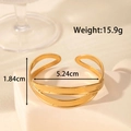 Bracciale regolabile in acciaio inossidabile dorato con stelle luna, altezza 1,84 cm - Stile Aerodinamico a Doppio Strato (YB-050)