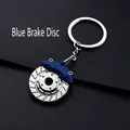 Blue brake disc keychain with silver rotor and metal ring for car enthusiasts - Blue Brake Disc