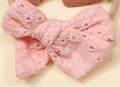 Pink embroidered floral bow headband with soft nylon seamless band for babies - Pink Embroidered (MB2974)