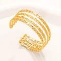 Moderno bracciale rigido a strati dorato con finitura martellata per donna - 25 Oro