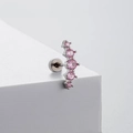Surgical steel stud earring with silver finish and graduated pink zircon stones - Pink Five-Stone Arc Style (A26-3#)